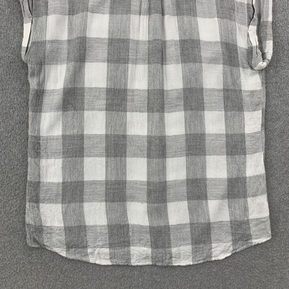 Rails Button Shirt Women XS Sleeveless Gray White Plaid Rayon Flannel Pockets - Picture 12 of 12